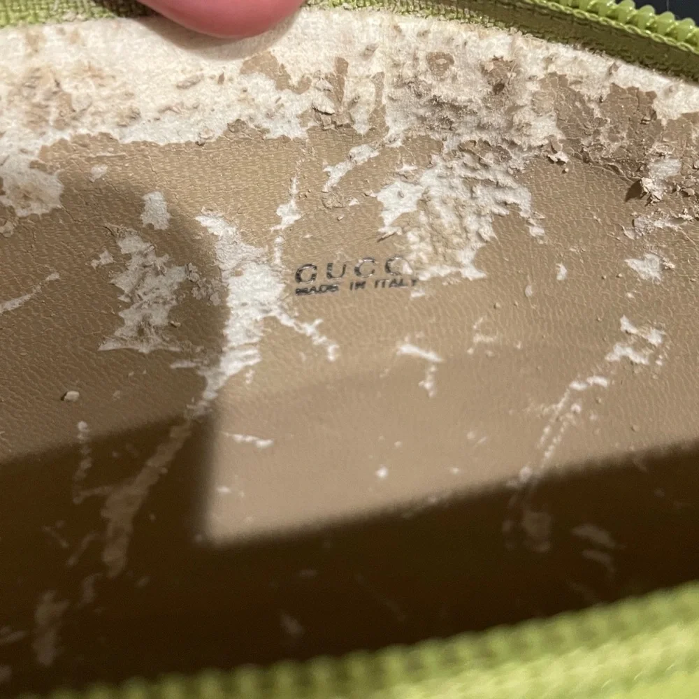 Gucci patent leather clutch green pouch bag purse